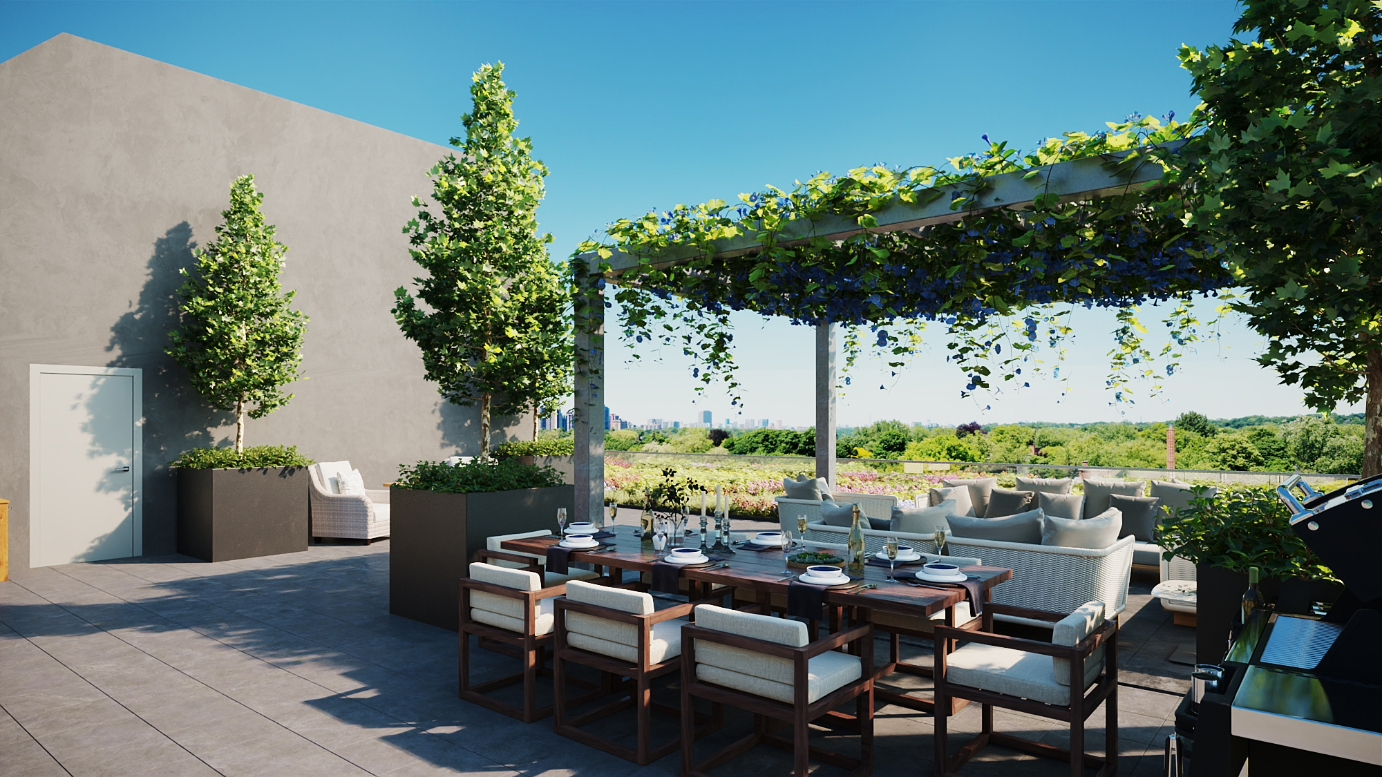 Rendering of an outdoor terrace